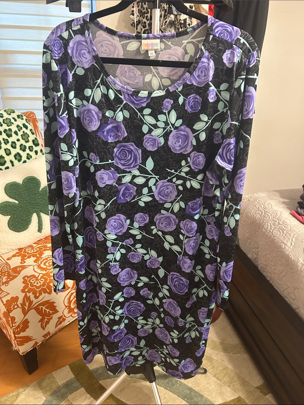 Roses Debbie Dress LuLaRoe 2X or 3X Slinky L/S NWT